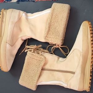 Adidas Arosa suede Sherpa fleece tall boots genuine leather sz 11 nubuck laceup